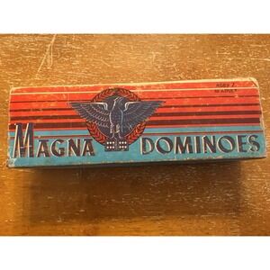 Vintage Magna Dominoes No. 225 Double Six Set 28 Pieces with Original Box